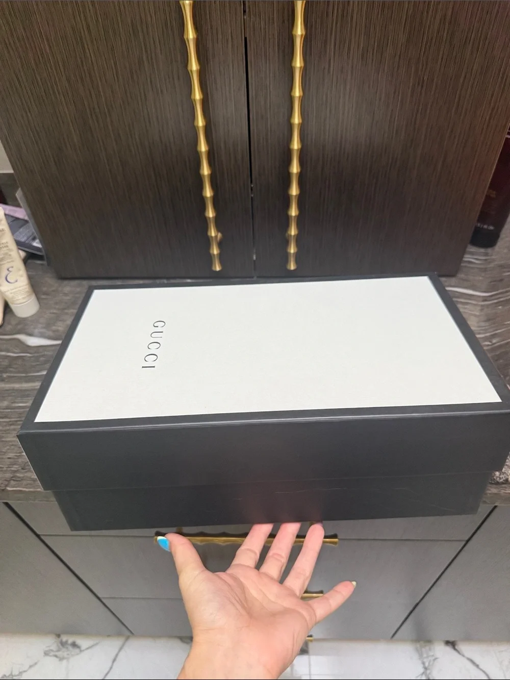 Gucci Black and White Shoe Luxury Box w Logo on the top